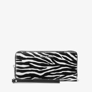 NWT Michael Kors Jet Set Travel Zebra Print Calf Hair Continental Wallet